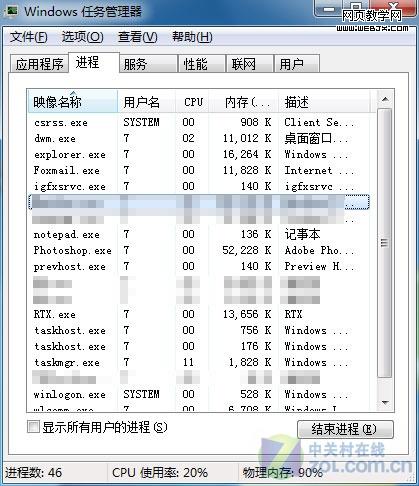 ��Win 7����ÿһ���������еĳ���