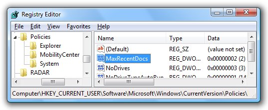 �޸�Vista����򿪵���ĿΪ����ֵ