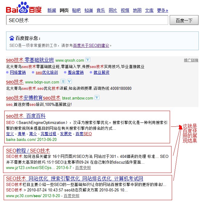 ����SEO��������ͼ�ٶȿ��յ�չ�ֽ��ҳ